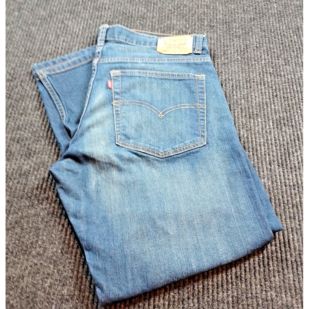 Levis 505 Regular Fit Straight Leg Jeans Boys 16H 32x36 Medium Wash Blue Denim
